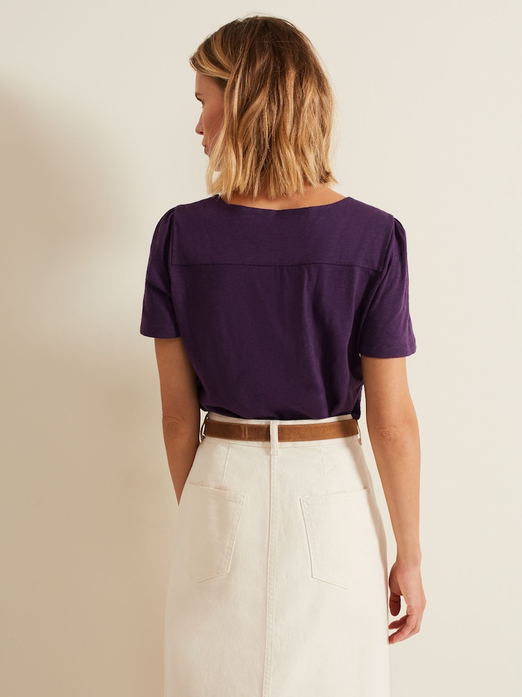 Phase Eight Purple 100% Cotton Lorenna Jersey Top - Image 2 of 7