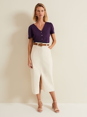 Phase Eight Purple 100% Cotton Lorenna Jersey Top - Image 3 of 7