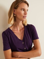 Phase Eight Purple 100% Cotton Lorenna Jersey Top - Image 5 of 7