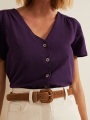 Phase Eight Purple 100% Cotton Lorenna Jersey Top - Image 6 of 7