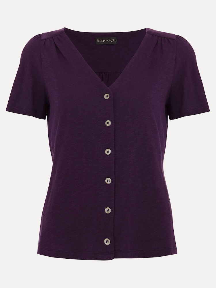 Phase Eight Purple 100% Cotton Lorenna Jersey Top - Image 7 of 7