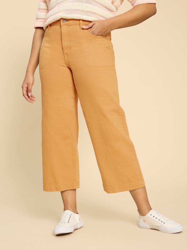 White Stuff Yellow Tia Wide Leg Crop Jeans - Image 1 of 5 White Stuff Yellow Tia Wide Leg Crop Jeans - Image 1 of 5