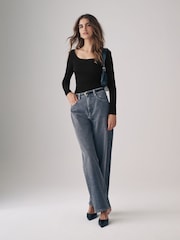 The Set Grey/Black/White 3 Pack Ribbed Long Sleeve Bodysuits - Image 3 of 11