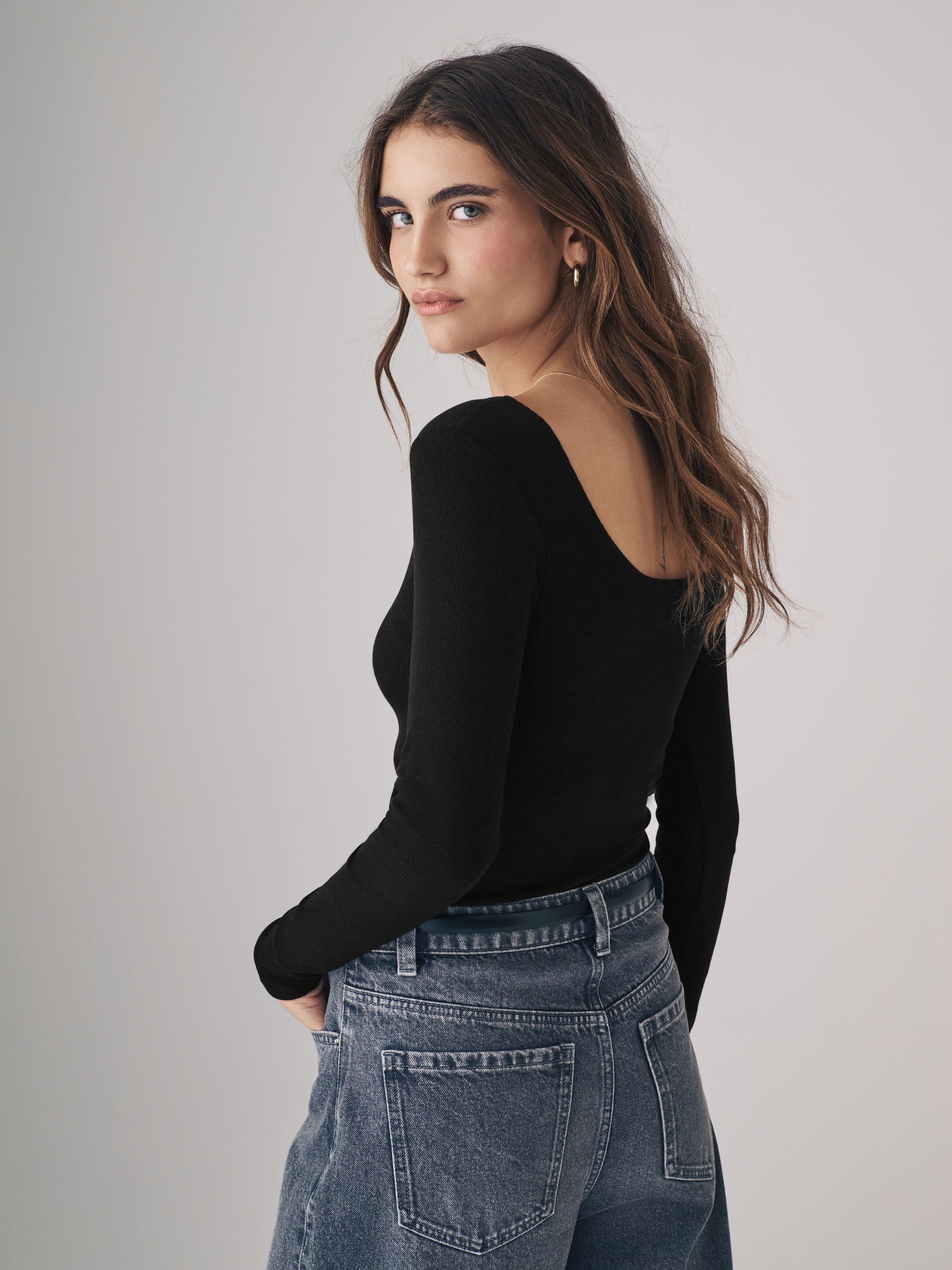 売れ筋商品|||ニューヨークコレクション カットソー トップス レディース Petite Long Sleeve Tunic Top Silver Buy Black/White/Grey/Blue/Green 100% Cotton Long Sleeve Tops
