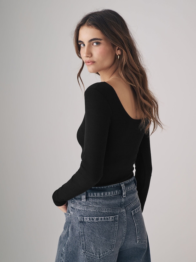 The Set Grey/Black/White 3 Pack Ribbed Long Sleeve Bodysuits - Image 5 of 11