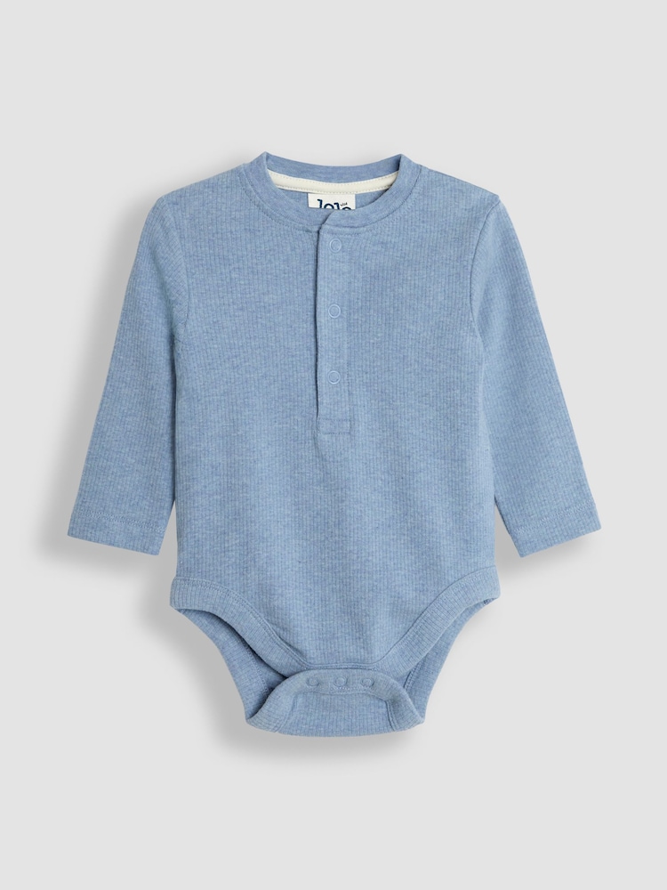 JoJo Maman Bébé Blue Ribbed Bodies 2 Pack - Image 5 of 5