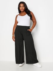 Yours Curve Black Side Stripe Wide Leg Trousers - Image 2 of 4