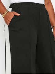 Yours Curve Black Side Stripe Wide Leg Trousers - Image 4 of 4