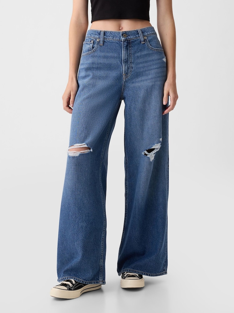 Blauwe verweerde knie - Gap UltraSoft baggy jeans met halfhoge taille - Image 3 of 7