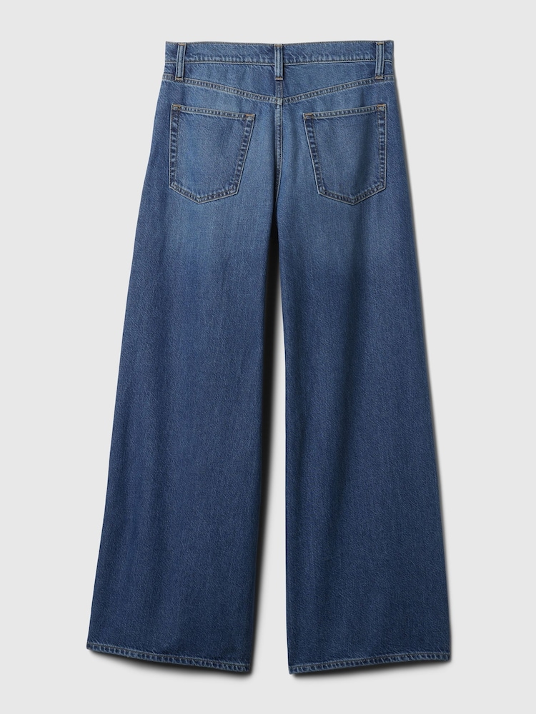 Gap Blue Distressed Knee Mid Rise UltraSoft Baggy Jeans - Image 7 of 7