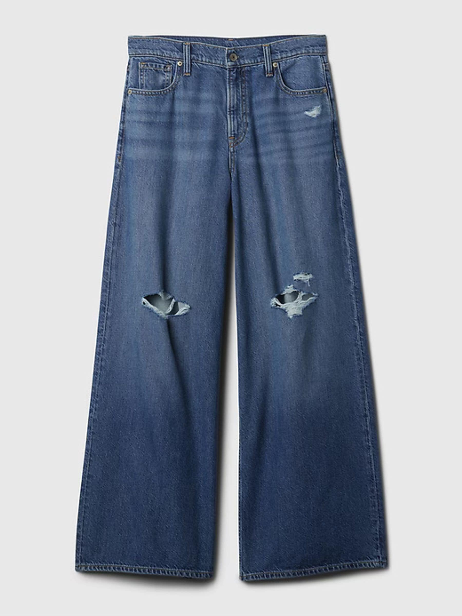 Buy Gap Blue Distressed Knee Mid Rise UltraSoft Baggy Jeans from