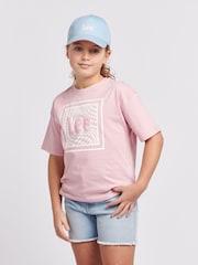 Lee Pink Girls Boxy Fit 100% Cotton Check Graphic T-Shirt - Image 1 of 9
