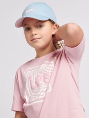 Lee Pink Girls Boxy Fit 100% Cotton Check Graphic T-Shirt - Image 4 of 9