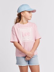 Lee Pink Girls Boxy Fit 100% Cotton Check Graphic T-Shirt - Image 5 of 9