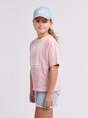 Lee Pink Girls Boxy Fit 100% Cotton Check Graphic T-Shirt - Image 6 of 9