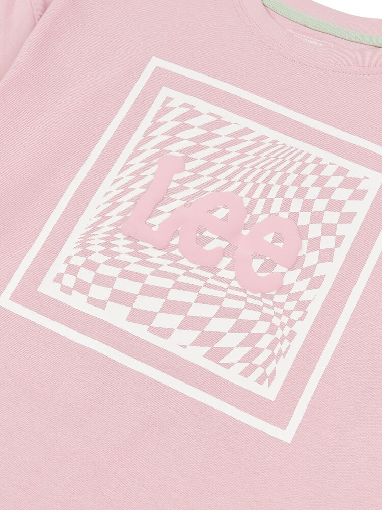 Lee Pink Girls Boxy Fit 100% Cotton Check Graphic T-Shirt - Image 9 of 9