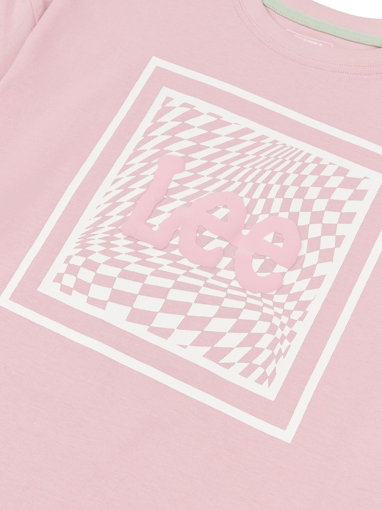 Lee Pink Girls Boxy Fit 100% Cotton Check Graphic T-Shirt - Image 9 of 9 Lee Pink Girls Boxy Fit 100% Cotton Check Graphic T-Shirt - Image 9 of 9