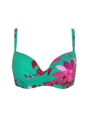 Pour Moi Green & Pink Multi Free Spirit Lightly Padded U/W Twist Front Bikini Top - Image 3 of 4