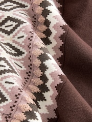 Berry Red Fairisle Pattern Compact Cosy Crew Neck Jumper With Side Split Detail - Image 13 of 14