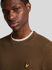 Lyle & Scott Tan Brown Cotton Merino Crew Neck Jumper - Image 4 of 5