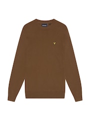 Lyle & Scott Tan Brown Cotton Merino Crew Neck Jumper - Image 5 of 5