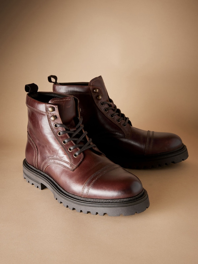 Brown Signature Toe Cap Boots - Image 2 of 7