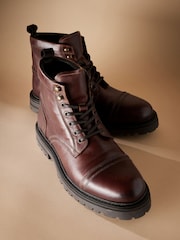Brown Signature Toe Cap Boots - Image 3 of 7