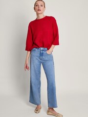 Monsoon Red San Mixed Knit Jumper - Image 1 of 5