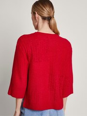 Monsoon Red San Mixed Knit Jumper - Image 2 of 5