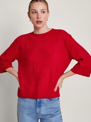 Monsoon Red San Mixed Knit Jumper - Image 3 of 5