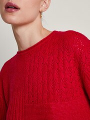Monsoon Red San Mixed Knit Jumper - Image 4 of 5