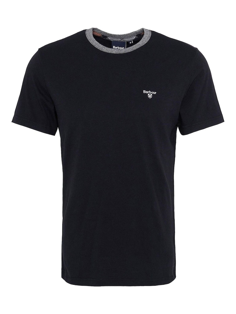 Barbour® Black Marlton Contract Collar 100% Cotton T-Shirt - Image 6 of 6