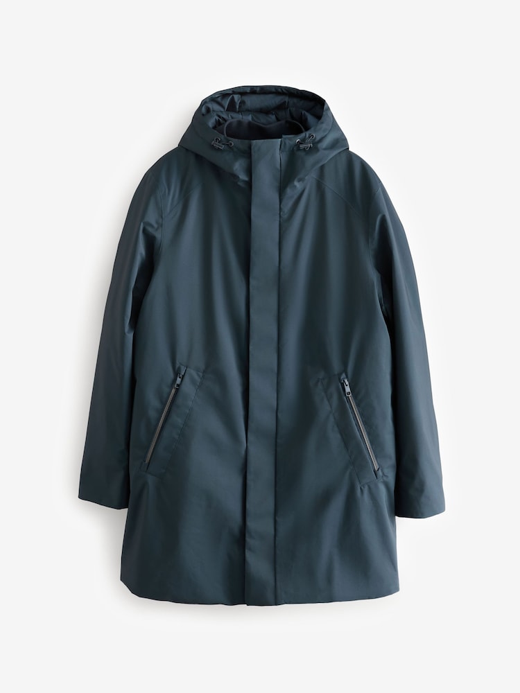 Navy Blue Waterproof Padded 3 in 1 Signature Hooded Coat - Image 6 of 10