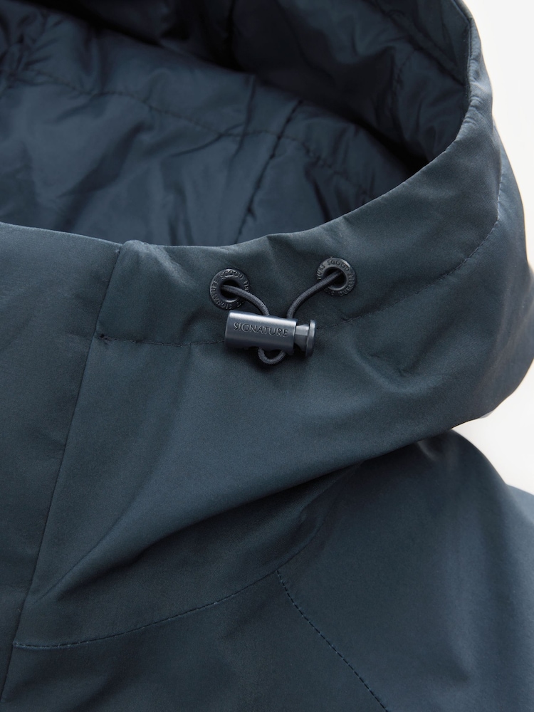 Navy Blue Waterproof Padded 3 in 1 Signature Hooded Coat - Image 8 of 10