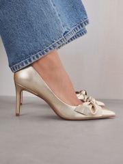 Gold Forever Comfort® Leather Bow Mid Court Shoes - Image 1 of 9