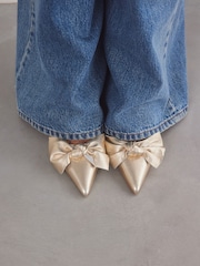 Gold Forever Comfort® Leather Bow Mid Court Shoes - Image 3 of 9