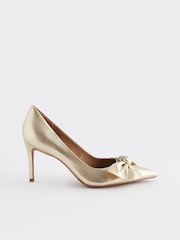 Gold Forever Comfort® Leather Bow Mid Court Shoes - Image 6 of 9