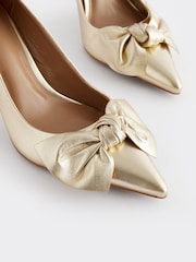 Gold Forever Comfort® Leather Bow Mid Court Shoes - Image 7 of 9