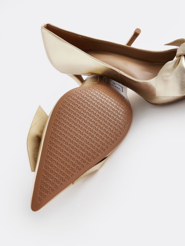 Gold Forever Comfort® Leather Bow Mid Court Shoes - Image 9 of 9
