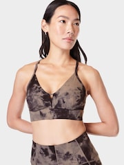 Sweaty Betty Mocha Brown Spray Dye Supersoft Strappy Back Bra - Image 1 of 7