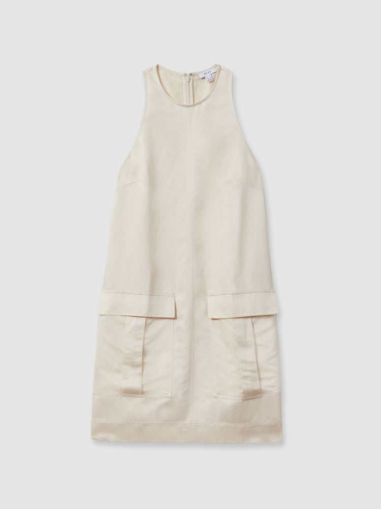Reiss Beige Cecile Viscose-Linen Cargo Pocket Tunic Dress - Image 2 of 5