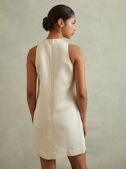 Reiss Beige Cecile Viscose-Linen Cargo Pocket Tunic Dress - Image 4 of 5