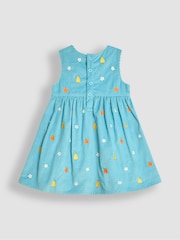 JoJo Maman Bébé Duck Egg Blue Fruit Embroidered Cord Dress - Image 2 of 3