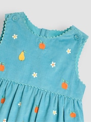 JoJo Maman Bébé Duck Egg Blue Fruit Embroidered Cord Dress - Image 3 of 3