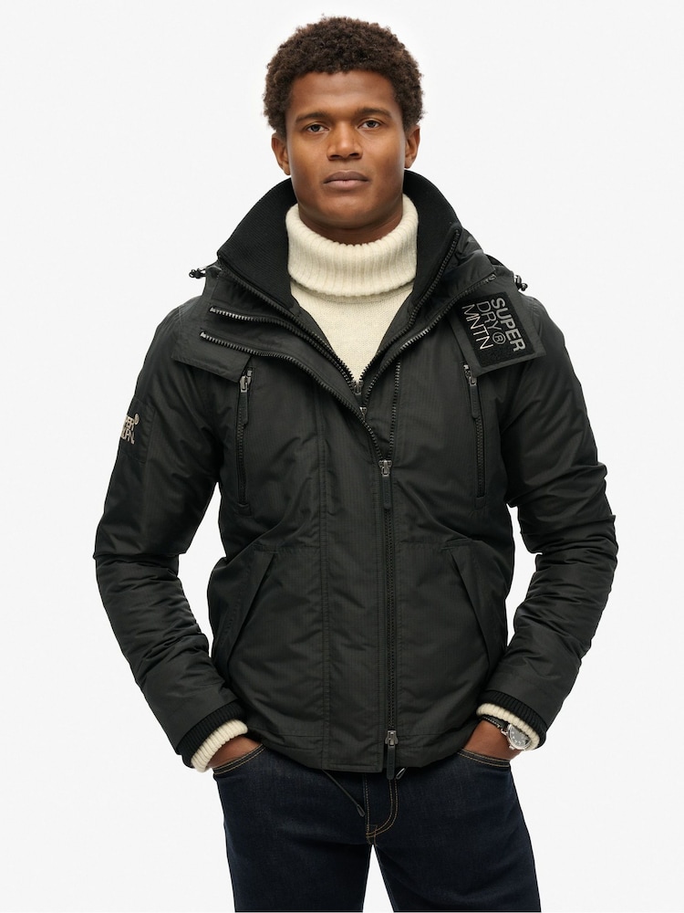 Superdry Black Hooded Mountain SD Windbreaker Jacket - Image 2 of 7 Superdry Black Hooded Mountain SD Windbreaker Jacket - Image 2 of 7