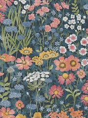 Graham & Brown Blue Wallflower Wallpaper Sample - Image 2 of 3