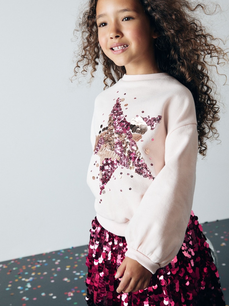 Pretty Pink Sequin Star Sweatshirt (3-16yrs) - Image 1 of 8