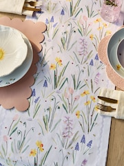 Lilac Purple Lila Floral 100% Cotton Dining Table Runner - Image 2 of 4