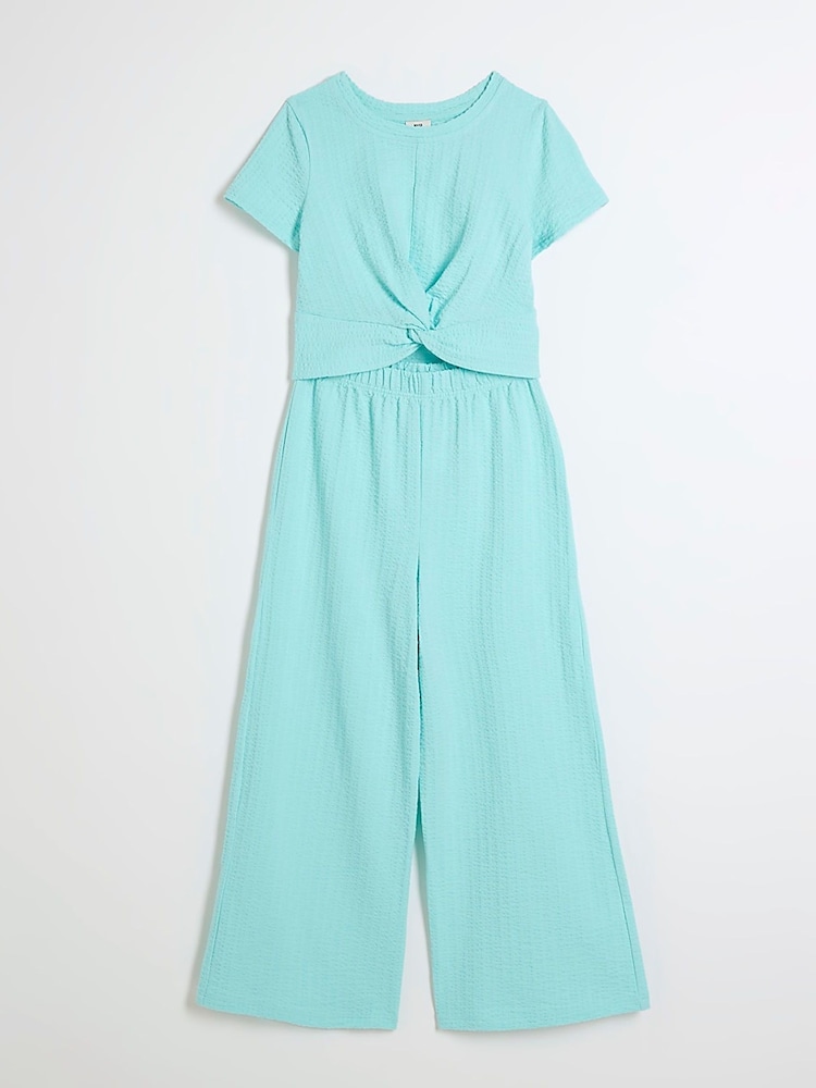 River Island Blue Girls Wrap Top and Palazzo Trousers Set - Image 1 of 4 River Island Blue Girls Wrap Top and Palazzo Trousers Set - Image 1 of 4