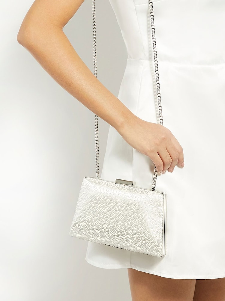 Dune London Cream Because Box Wedding Clutch Bag - Image 1 of 5